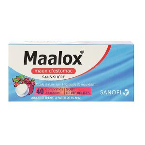 Maalox maux d'estomac 40 comprimés à croquer goût fruits rouges