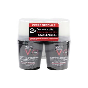 Vichy Homme - Déodorant bille 72h anti-transpirant 2x50mL