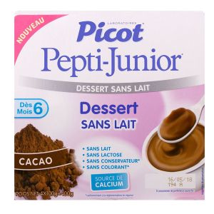 Pepti-junior mon 1er dessert sans lait cacao 4x100g