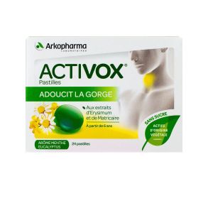 Activox Pastille arôme Miel Citron S/sucre- 24 pastilles