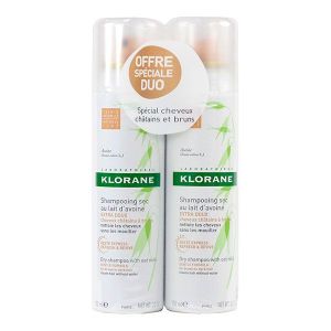 Klorane - Shampooing sec cheveux chatains et bruns 2x150mL