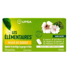 Les élémentaires maux de gorge pomme verte 20 pastilles
