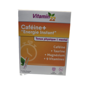 Vitamin22 - Caféine+ energie instant 14 sticks de poudre orodispersible