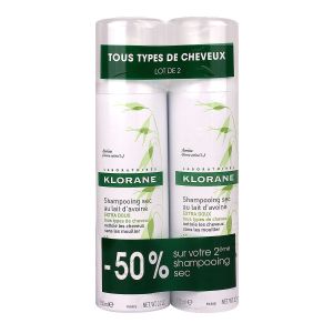 Klorane - Shampooing sec lait d'avoine 2x150mL