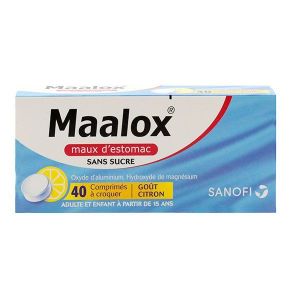 Maalox maux d'estomac 40 comprimés à croquer goût citron