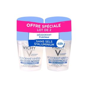 Vichy - Déodorant minéral sans aluminium 48h anti-odeurs 2x50mL