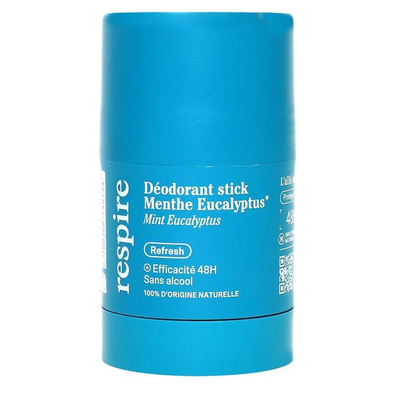 Respire - Déodorant solide stick rechargeable menthe eucalyptus 50g