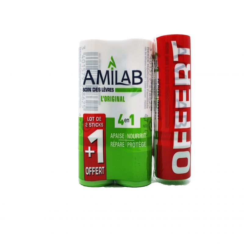 Amilab Soin Lèvre 3,6ml x 3 sticks