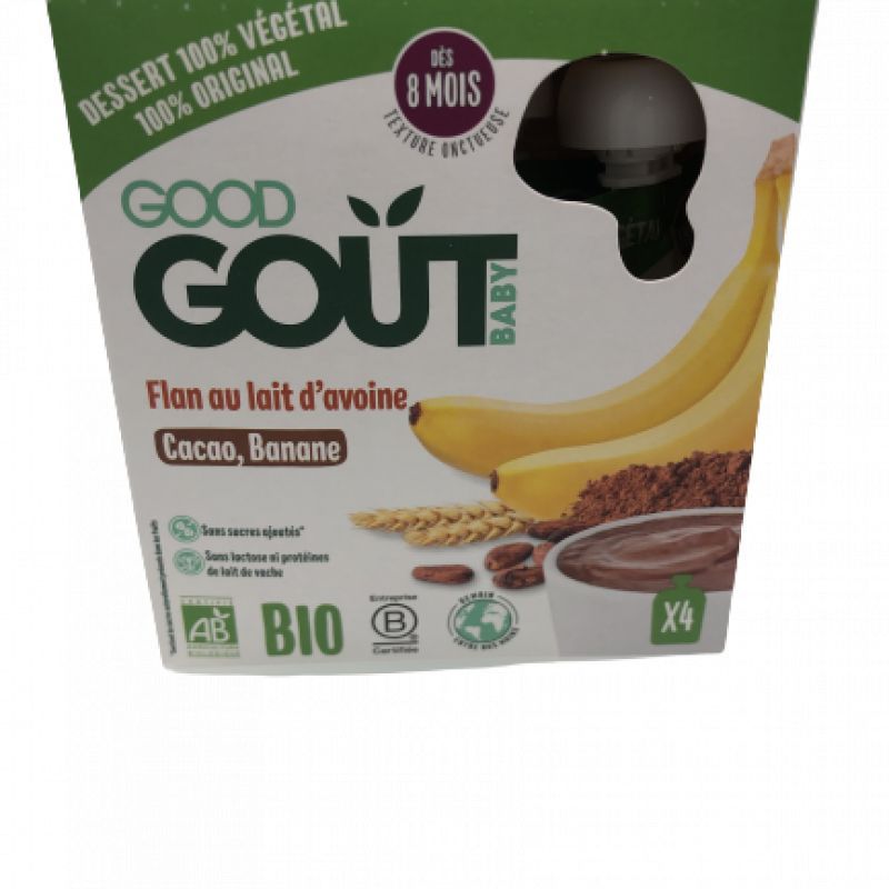 Flan au lait d'avoine au cacao et banane 4x85g - Dès 8 mois