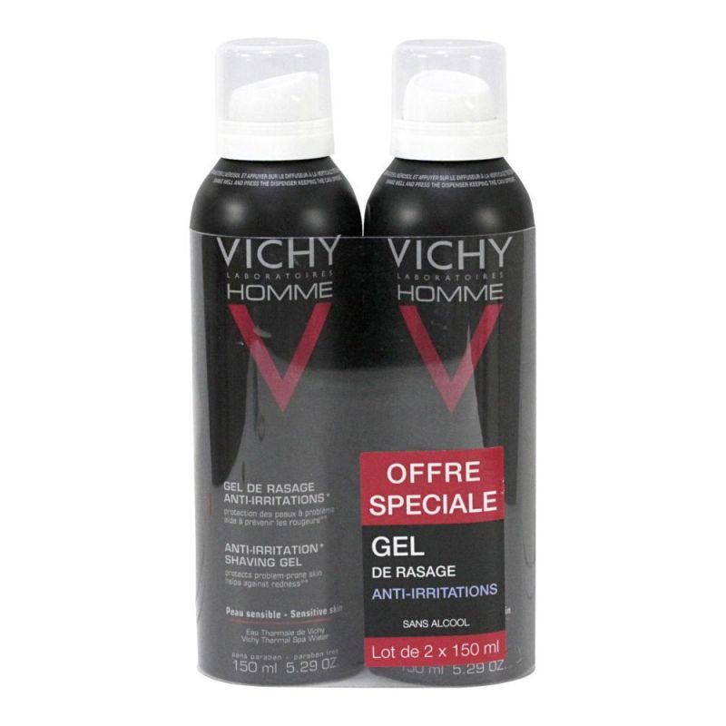Vichy Homme - Gel de rasage anti-irritations 2x200mL