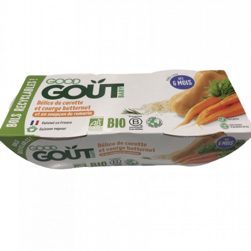 Délice de carotte et courge butternut 2x190g - Dès 6 mois
