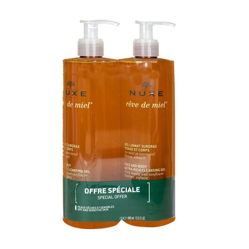 Nuxe - Rêve de miel gel lavant surgras 2x400mL
