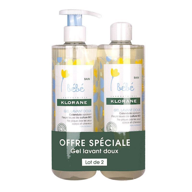 Klorane bébé - Gel lavant doux 2x500mL