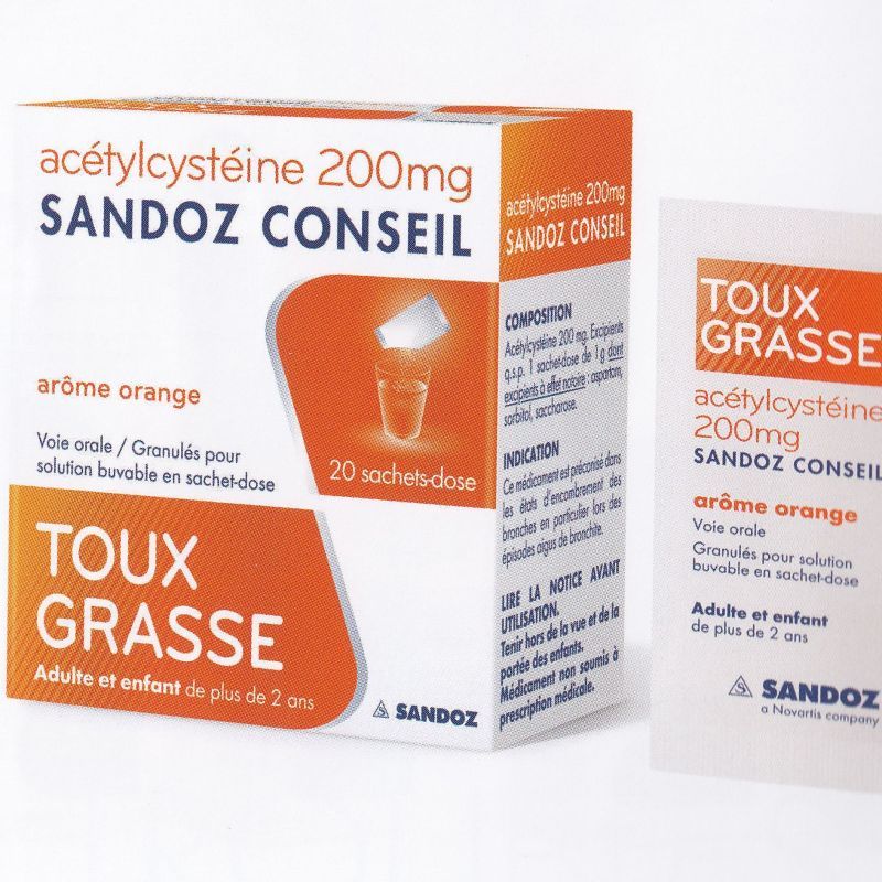 Acetylcysteine Sachets Toux grasse 200mg [Arôme orange]