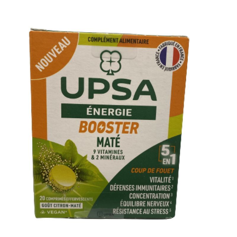 UPSA Energie booster Maté 20 Comprimés Effervescents gout citron-maté