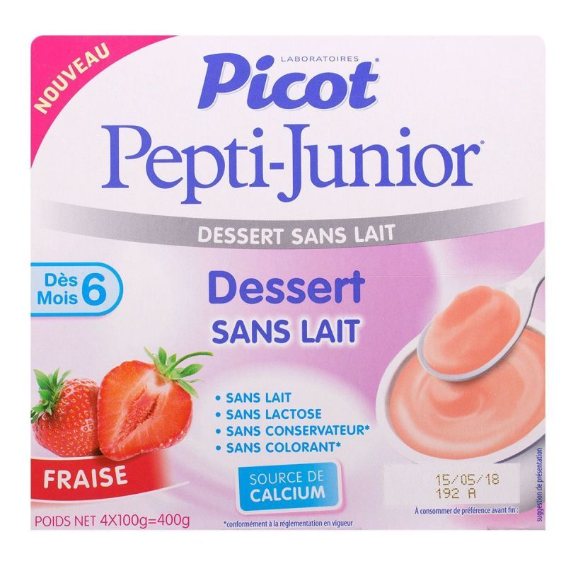 Pepti-junior mon 1er dessert sans lait fraise 4x100g