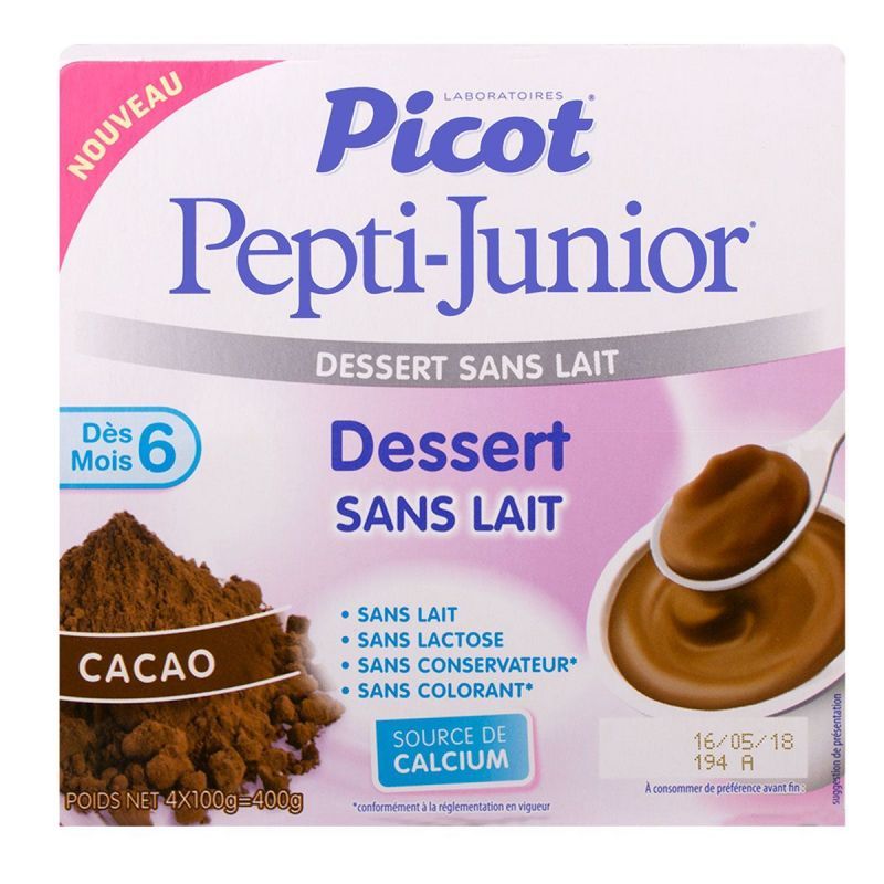 Pepti-junior mon 1er dessert sans lait cacao 4x100g