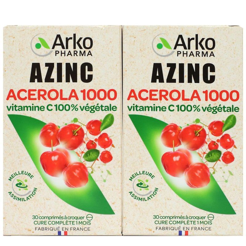 Azinc Acérola 1000 vitamine C 2x30 comprimés