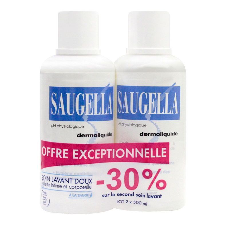 Saugella Dermoliquide émulsion lavante sans savon 2x 500mL