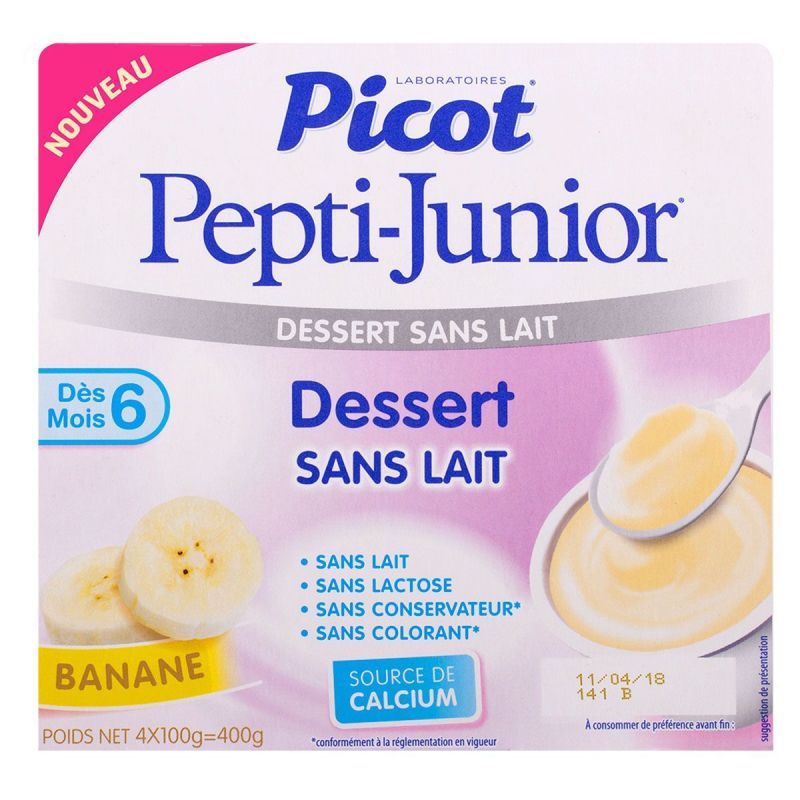 Pepti-junior mon 1er dessert sans lait banane 4x100g