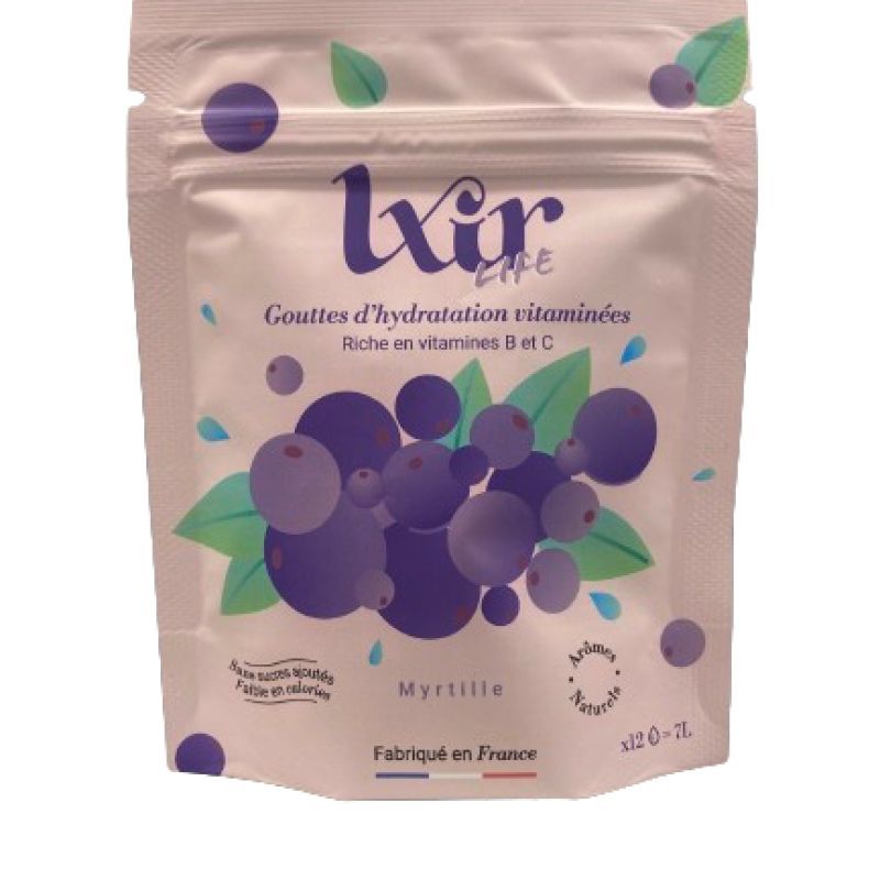 Lxir Life Gouttes d'Hydratation Vitaminées Gout Myrtille Sans Sucres 12 comprimés.