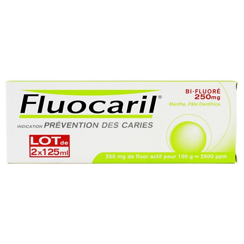 Fluocaril - Dentifrice bi-fluoré pâte menthe 2x125mL