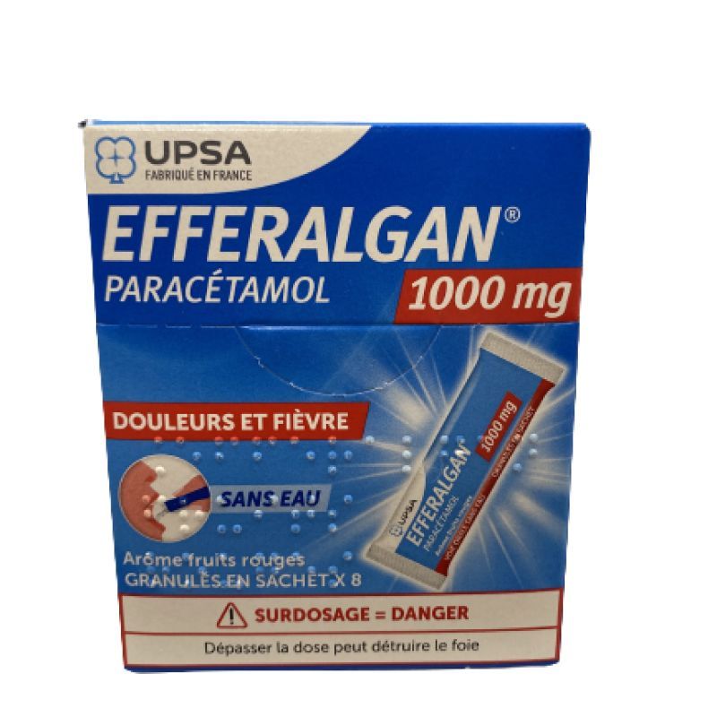 Efferalgan 1000mg en granulés en sachet sans eau arome fruits rouges UPSA 8 sachets