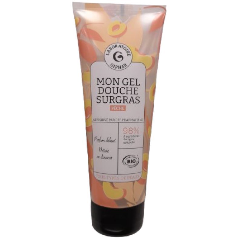 Giphar - mon gel douche surgras Pêche Bio 200ml