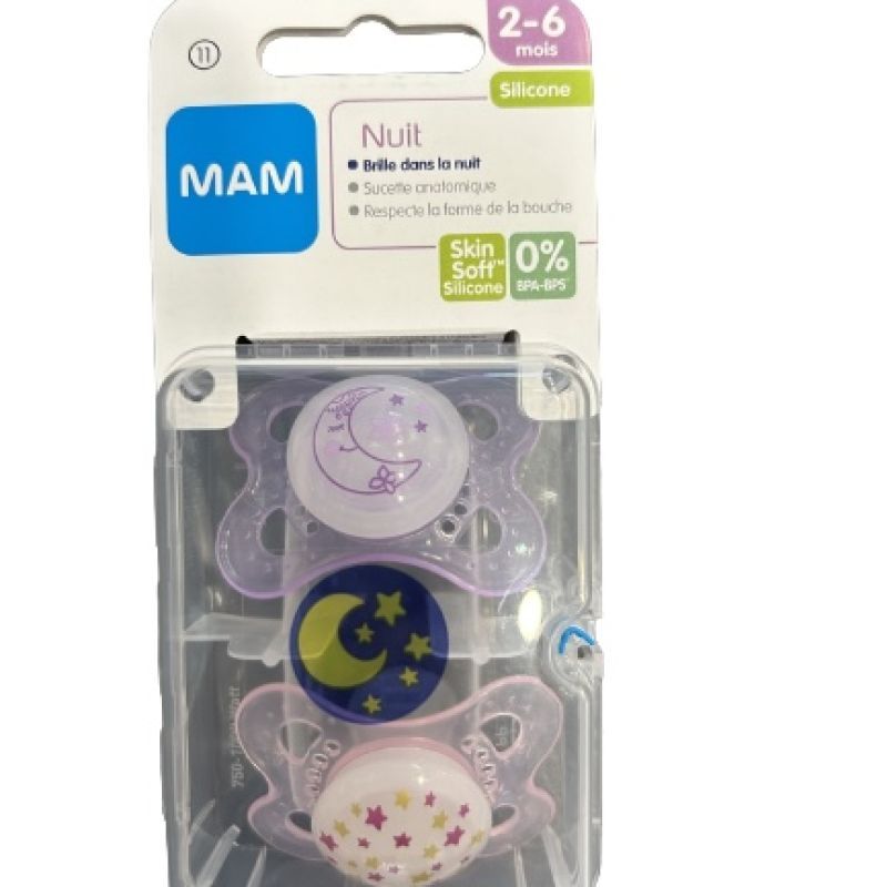 Sucette MAM Nuit Silicone 2-6mois