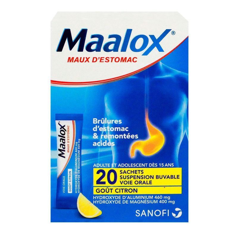 Maalox maux d'estomac suspension buvable 20 sachets goût citron