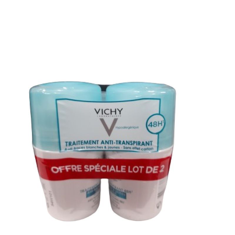 Vichy - Traitement anti-transpirant anti-traces 48h bille 2x50mL