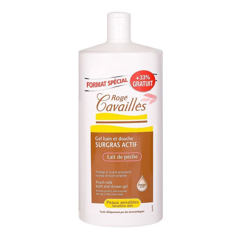 Cavailles Gel Surgras Bain et Douche Lait de Pêche - 1L