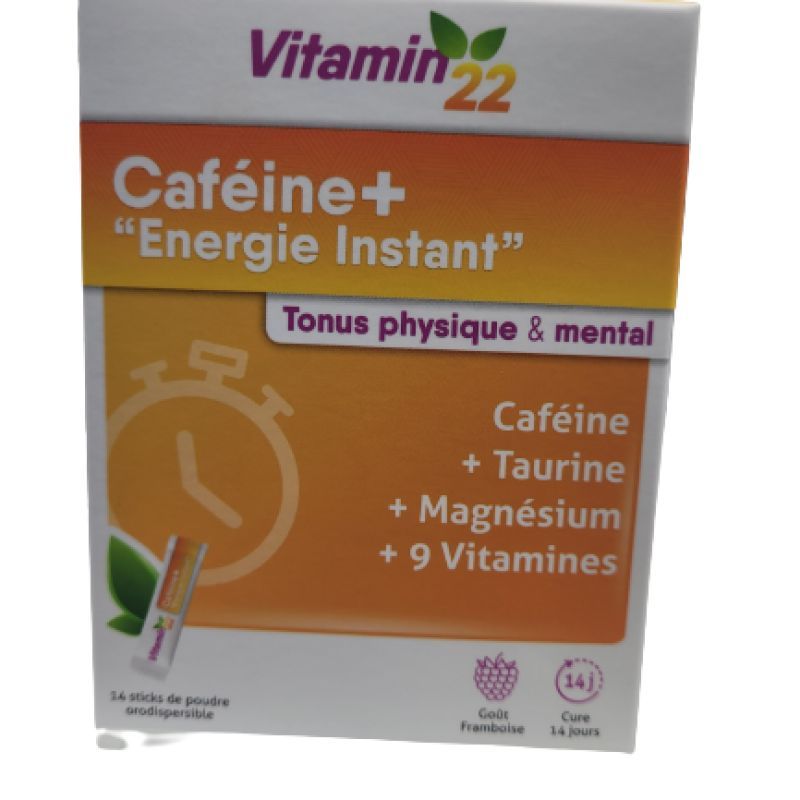 Vitamin22 - Caféine+ energie instant 14 sticks de poudre orodispersible