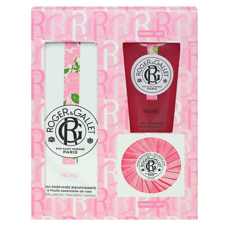 Coffret Rituel parfumé Rose eau bienfaisante 100ml gel douche 50ml savon 50g