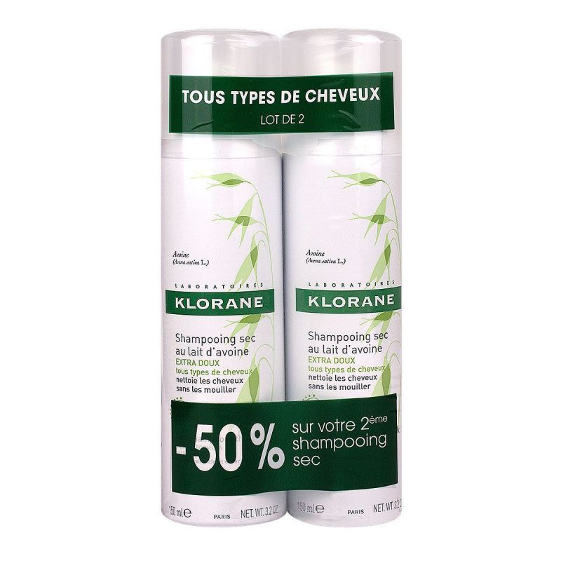 Klorane - Shampooing sec lait d'avoine 2x150mL