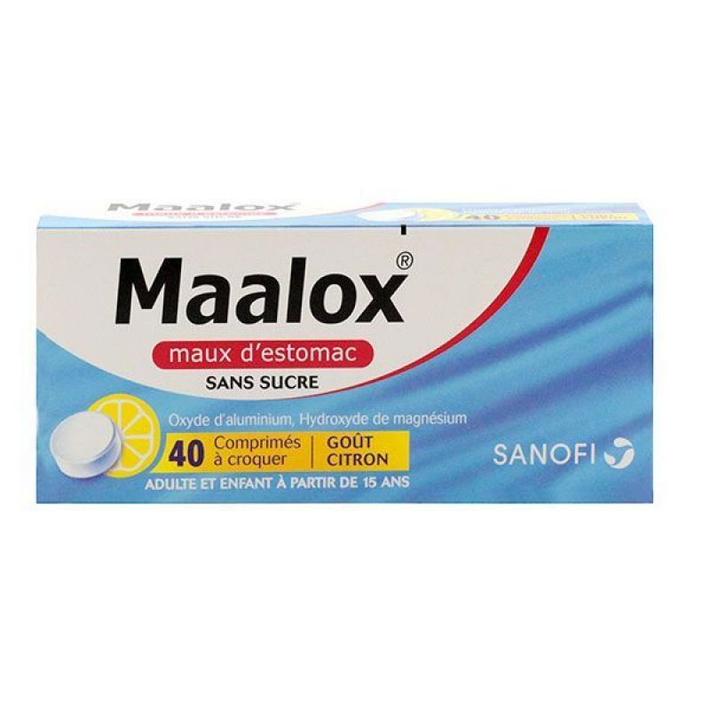 Maalox maux d'estomac 40 comprimés à croquer goût citron