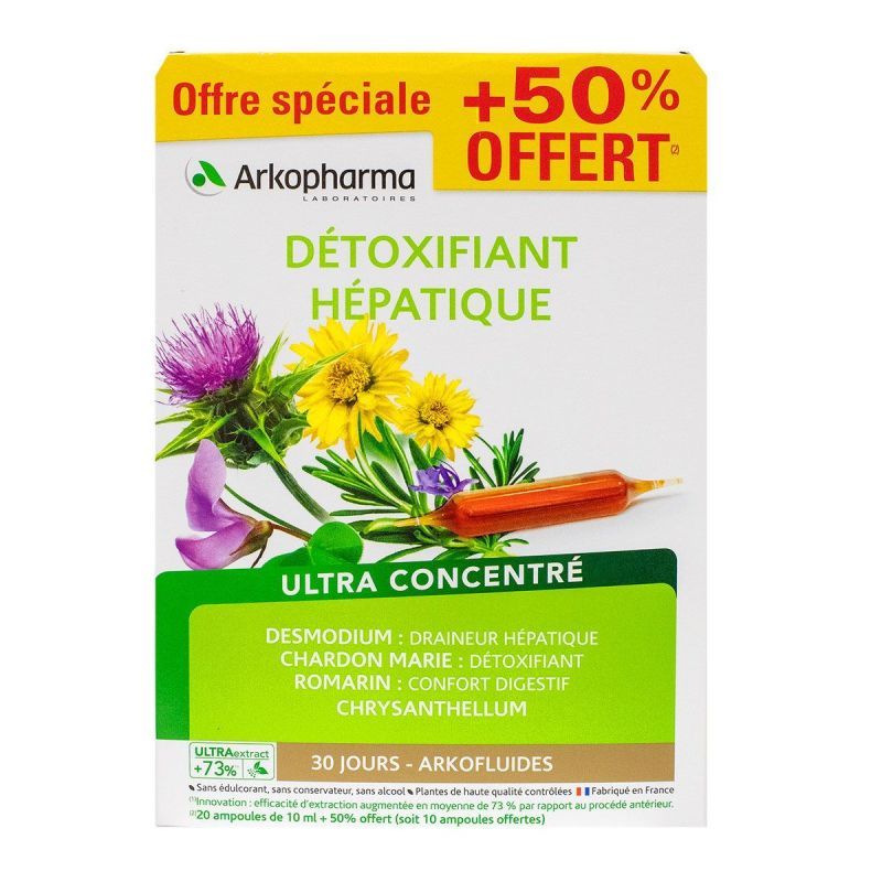 Détoxifiant hépatique ultra concentré 30 ampoules