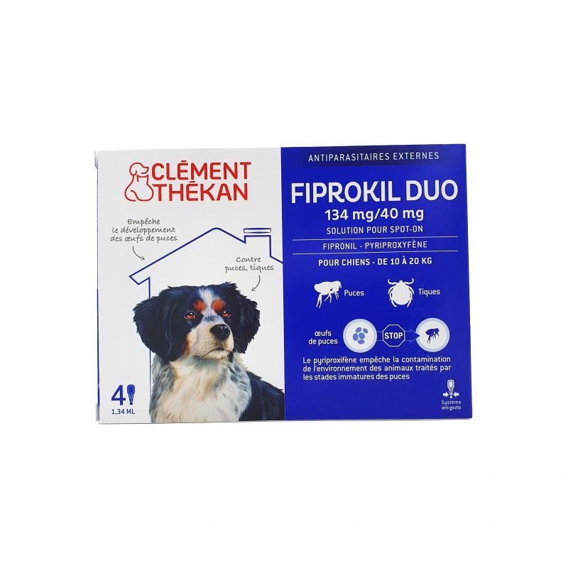 Fiprokil Duo Chien 10/20kg Pipettes 4x 1,34mL