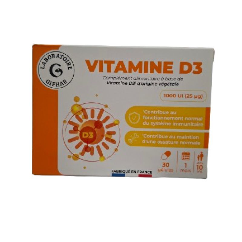 Giphar - Vitamine D3 - 30gélules
