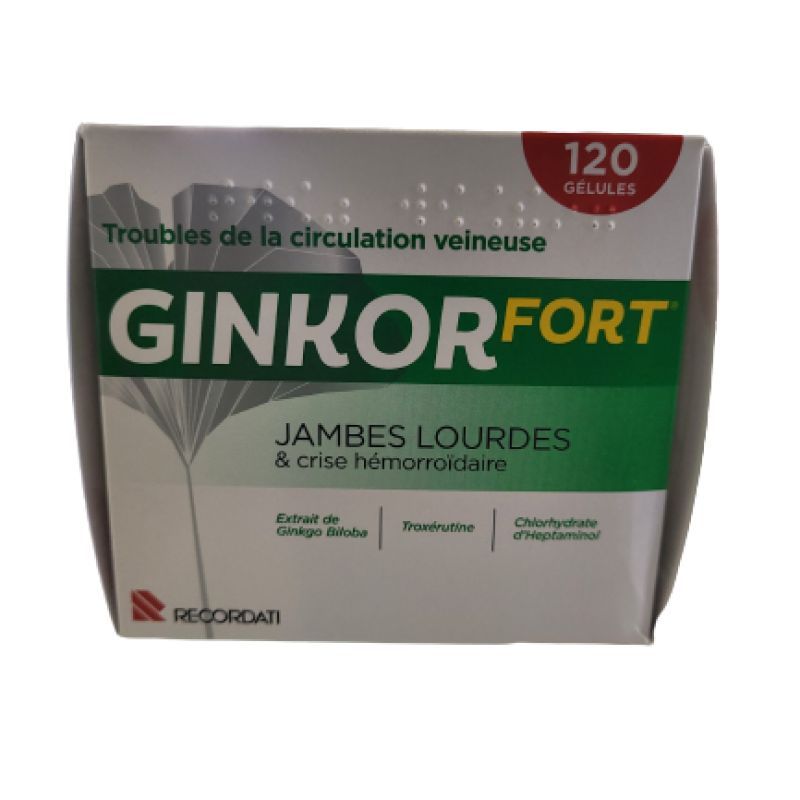 Ginkor fort Jambes lourdes et crise hémorroidaire 120 gélules