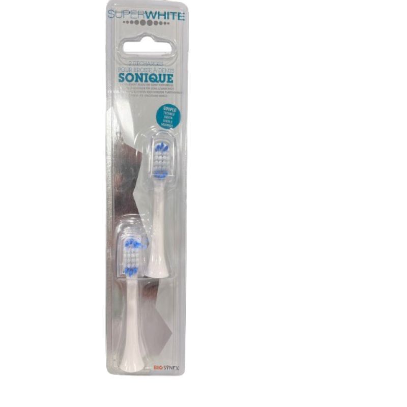 Biosynex SuperWhite 2 Recharges Pour Brosse A Dent Sonique Blanc