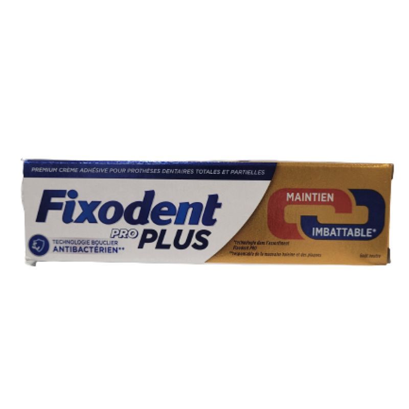 Fixodent Pro Plus - crème adhèsive premium pour prothèses dentaires 40g