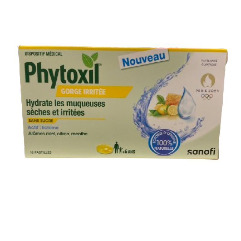 Sanofi - Phytoxil gorge irritée 16 pastilles Miel,Citron,Menthe